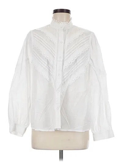Pre-owned Pomander Place Long Sleeve Blouse In White