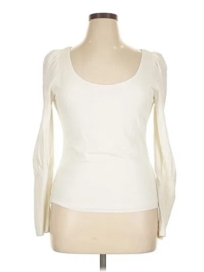 Pre-owned Pomander Place Long Sleeve Top Ivory Scoop Neck Tops In White