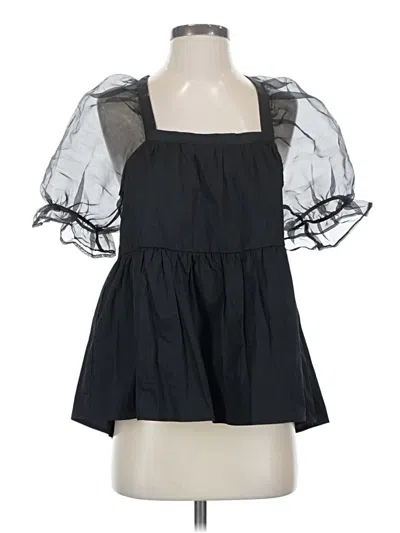 Pre-owned Pomander Place Short Sleeve Blouse In Black