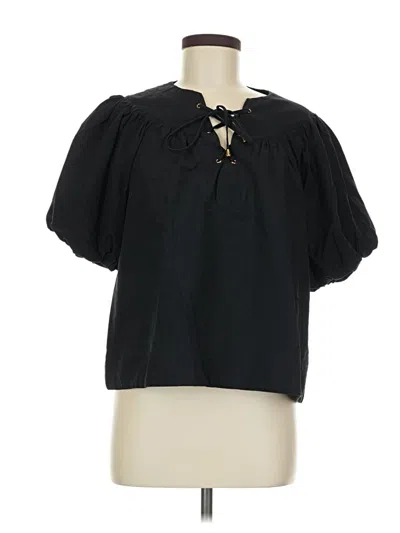 Pre-owned Pomander Place Short Sleeve Blouse In Black