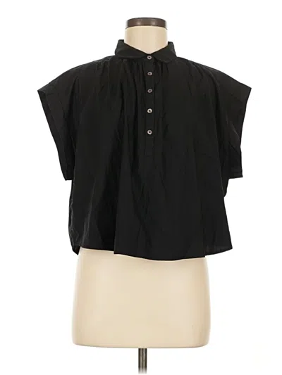 Pre-owned Pomander Place Short Sleeve Blouse In Black