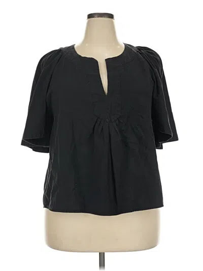 Pre-owned Pomander Place Short Sleeve Blouse In Black