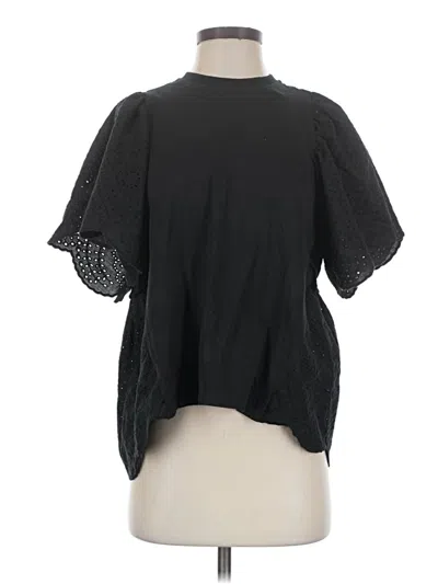 Pre-owned Pomander Place Short Sleeve Blouse In Black
