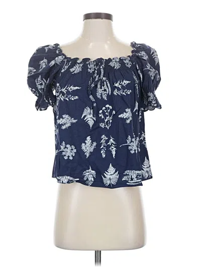 Pre-owned Pomander Place Short Sleeve Blouse In Blue