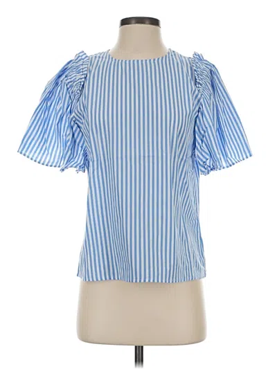 Pre-owned Pomander Place Short Sleeve Blouse In Blue