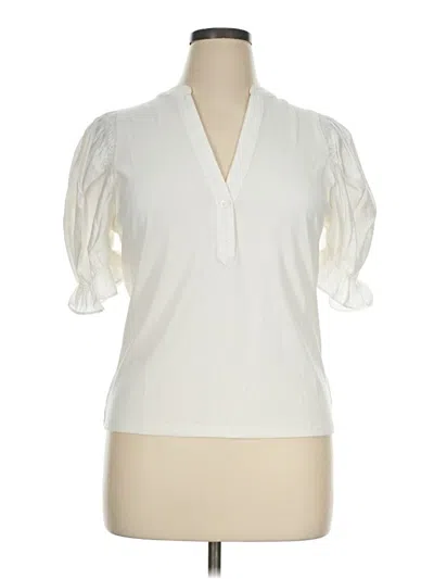 Pre-owned Pomander Place Short Sleeve Blouse In Ivory
