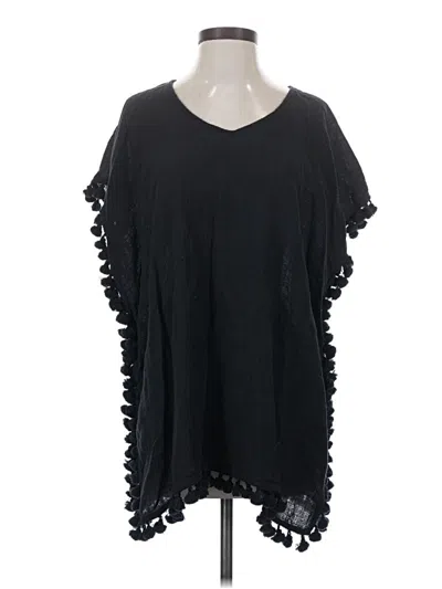 Pre-owned Pomander Place Short Sleeve Top Black Cold Shoulder Neckline Tops