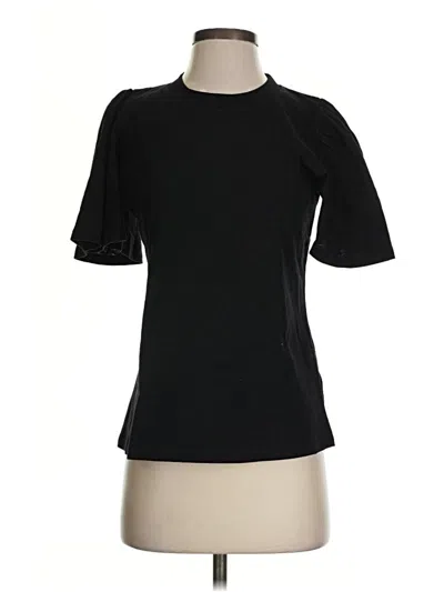 Pre-owned Pomander Place Short Sleeve Top Black Mock Neckline Tops