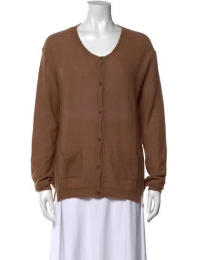 Pre-owned Pomandère Alpaca Open Front Sweater In Brown