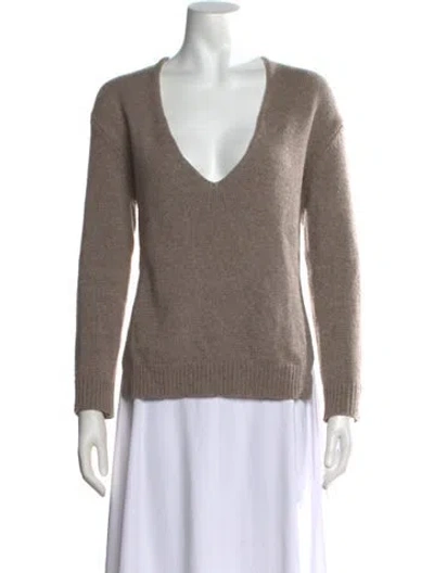Pre-owned Pomandère Alpaca V-neck Sweater In Neutrals