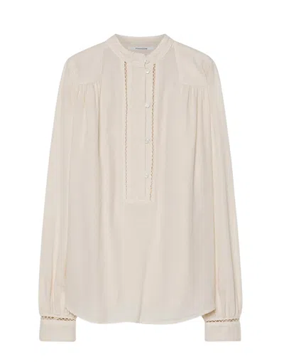 Pomandère Calce Lace Trimmed Cotton-wool Polo Shirt In White