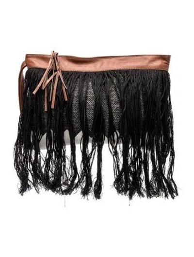 Pre-owned Pomandère Canvas Evening Bag In Black