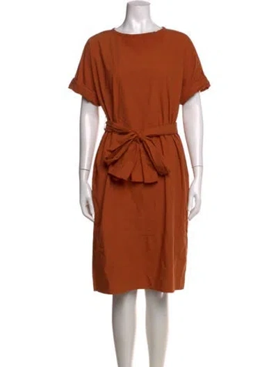 Pre-owned Pomandère Crew Neck Knee-length Dress In Orange