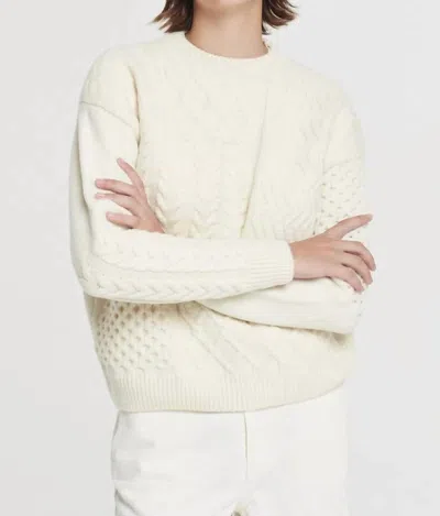 Pomandère Crewneck With Patchwork Pattern In Butter In White