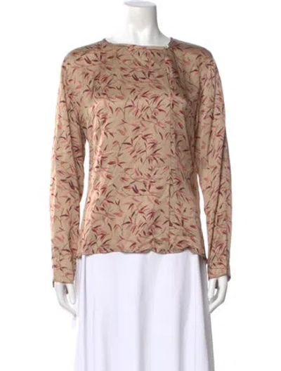 Pre-owned Pomandère Floral Print Crew Neck Top In Neutral