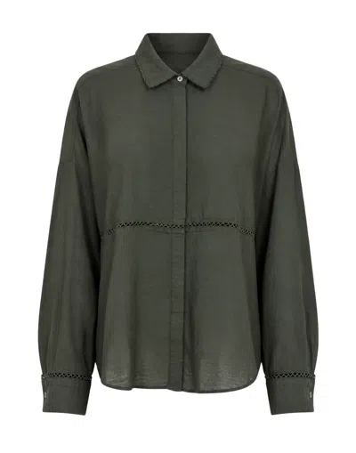 Pomandère Forest Openwork Cotton-wool Shirt In Gray