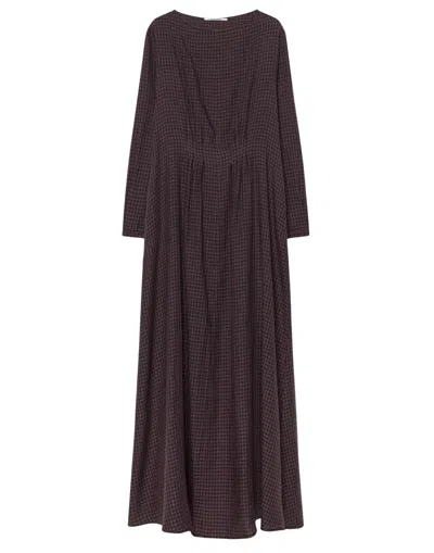 Pomandère Gingham Flannel Maxi Dress In Brown