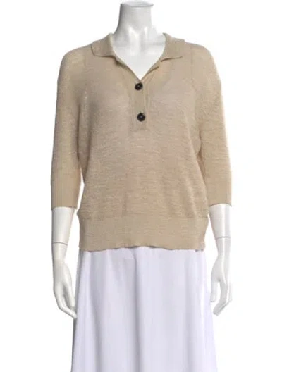 Pre-owned Pomandère Linen V-neck Sweater In Neutrals