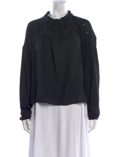 Pre-owned Pomandère Long Sleeve Blouse In Black