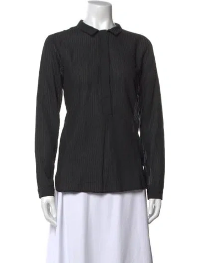 Pre-owned Pomandère Long Sleeve Blouse In Black