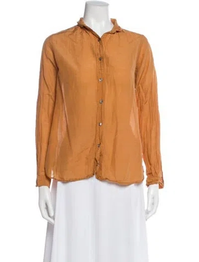 Pre-owned Pomandère Long Sleeve Button-up Top In Orange