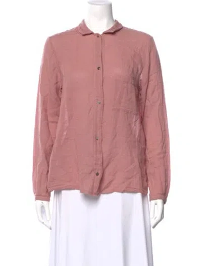 Pre-owned Pomandère Long Sleeve Button-up Top In Pink