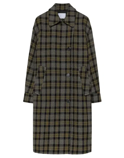 Pomandère Military Tartan Wool-blend Oversized Coat In Black