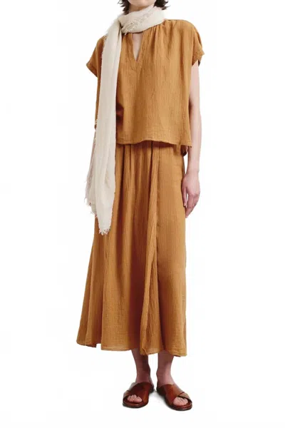 Pomandère Organic Cotton Crêpe Gauze Skirt In Apricot In White