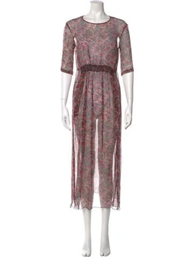 Pre-owned Pomandère Printed Long Dress In Pink