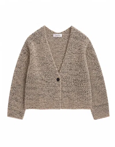 Pomandère Sand V-neck Alpaca Wool-blend Cropped Cardigan In Brown