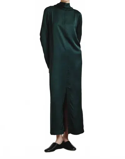 Pomandère Satin Maxi Dress In Bottle Green