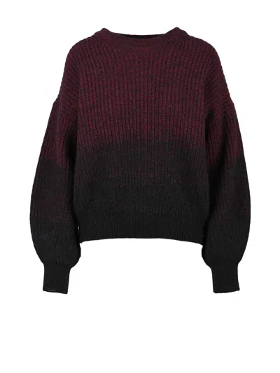 Pomandère Short Oversized Knit With Gradient Design And Ribbed Texture In Black