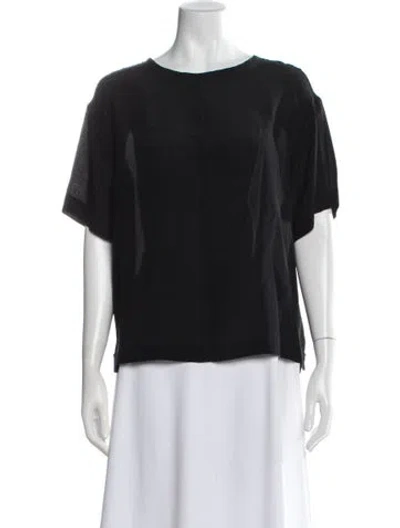 Pre-owned Pomandère Silk Crew Neck Top In Black