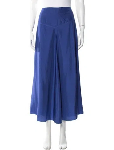 Pre-owned Pomandère Silk Long Skirt In Blue