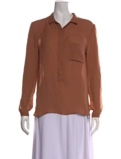 Pre-owned Pomandère Silk Long Sleeve Blouse In Brown