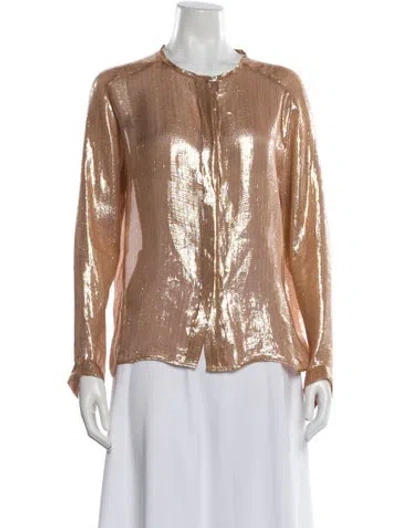 Pre-owned Pomandère Silk Long Sleeve Blouse In Multi