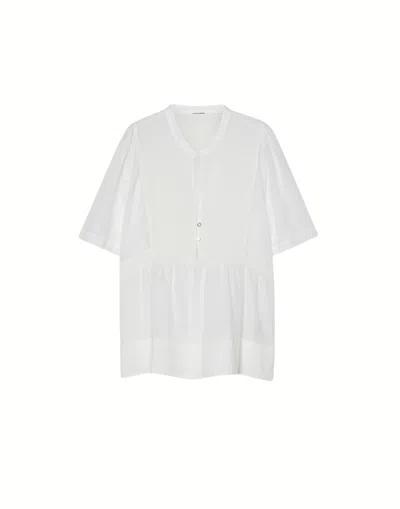 Pomandère Soft Cotton Blouse In Latte In White