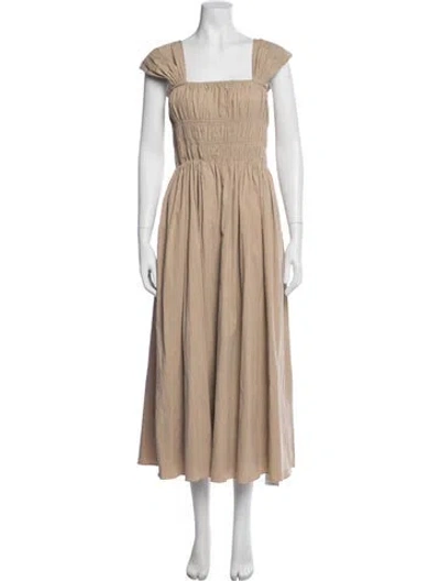 Pre-owned Pomandère Square Neckline Midi Length Dress In Neutrals