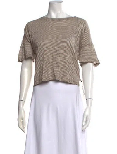 Pre-owned Pomandère Striped Crew Neck Top In Multicolor