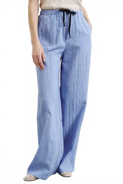 Pomandère Striped Technical Viscose Trousers In Blue
