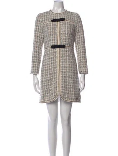 Pre-owned Pomandère Tweed Pattern Mini Dress In Multi