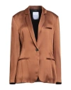 Pomandère Woman Blazer Brown Size 12 Acetate, Viscose In Brown