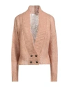 Pomandère Woman Cardigan Sand Size 8 Mohair Wool, Polyamide, Merino Wool In Neutral