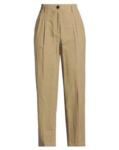 Pomandère Woman Pants Khaki Size 10 Linen, Cotton In Brown