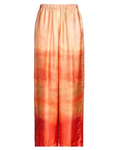 Pomandère Woman Pants Orange Size 10 Silk, Viscose
