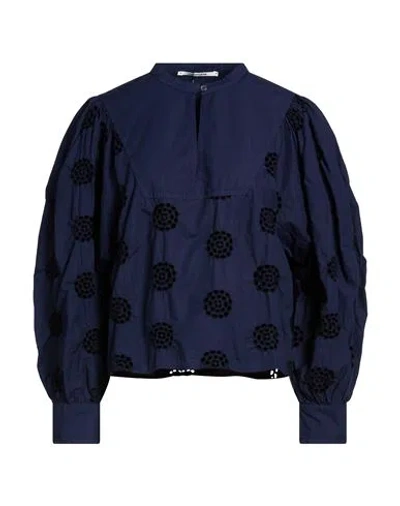 Pomandère Woman Top Midnight Blue Size 8 Cotton