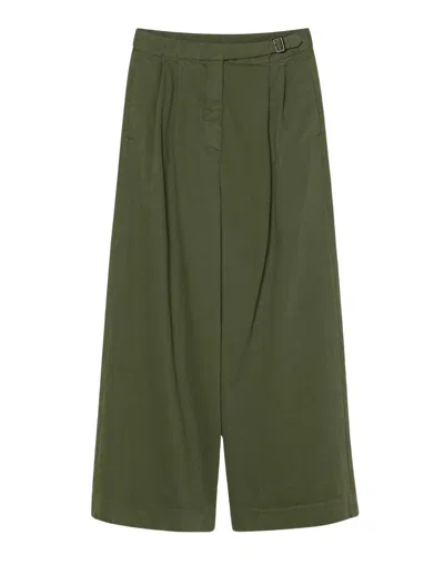 Pomandère Women's Wide Cotton Drill Pants In Green