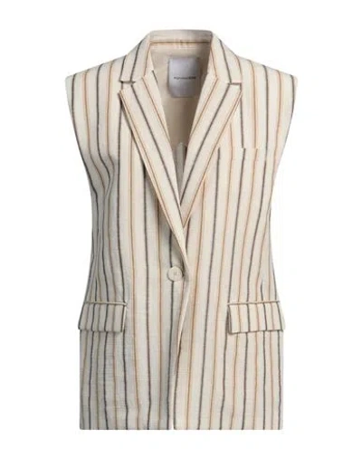 Pomandère Woman Blazer Cream Size 6 Cotton, Linen In White
