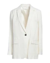 Pomandère Woman Blazer Ivory Size 10 Linen, Cotton In White