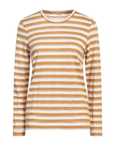 Pomandère Woman T-shirt Mustard Size 8 Linen, Cotton In Yellow